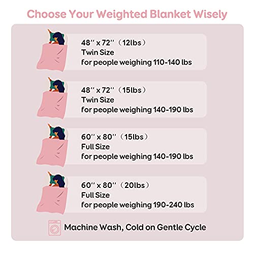 Queen Size 15Lbs, Cottonblue Weighted Blanket For Adults, Fuzzy Soft Sherpa Flannel Throw, Cozy Plush Blanket For Sofa Bed, 60 X 80 Inches, Blush Pink #TOP4