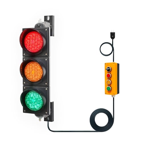 4inch LED Traffic Light Red Green Yellow Stop/Go Lamp with Button Control