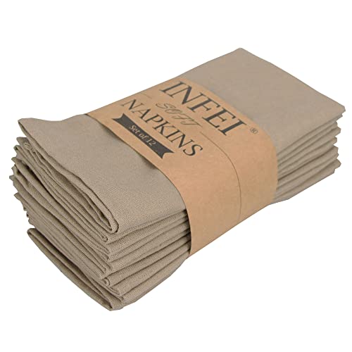 INFEI Serviettes en Tissu de dîner en Tissu mélangé en Lin de Couleur Unie - Lot de 12 (40 x 40...
