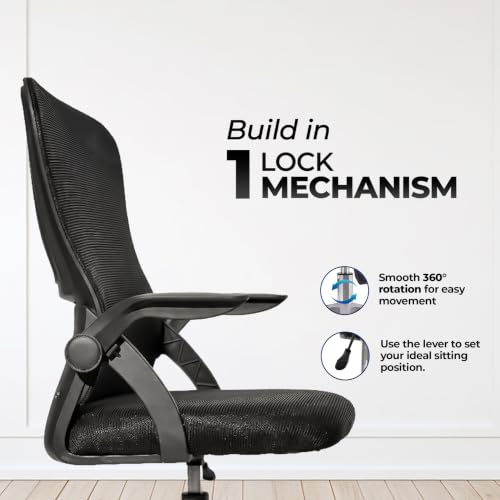 Image of HAVAI Aero Ergonomic Office Chair with Reclining & Folding Back | Net Cloth Fabric | 60D Recycled Foam + 24D Virgin Cotton | Class 2 Gas Lift | Nylon Base & Wheels (Black)