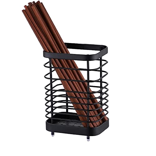Toski Panier à Couverts en Acier Inoxydable, Support d'ustensiles de Cuisine, Petit Panier à Couverts pour Organiser Les tiroirs et Les Plans de Travail, l 10 x l 7,5 x H 15 cm, Noir Cover