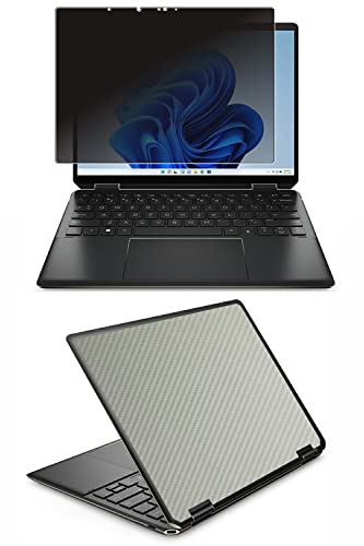 2点セット【画面+天板】ClearView HP Spectre x360 14-ef 14-ef0000 / 14-ef2000 2022/23年モデル対応 覗き見防止 (上下左右4方向) +スキンシール 保護 フィルム 傷防止 日本製 [シルバー カー