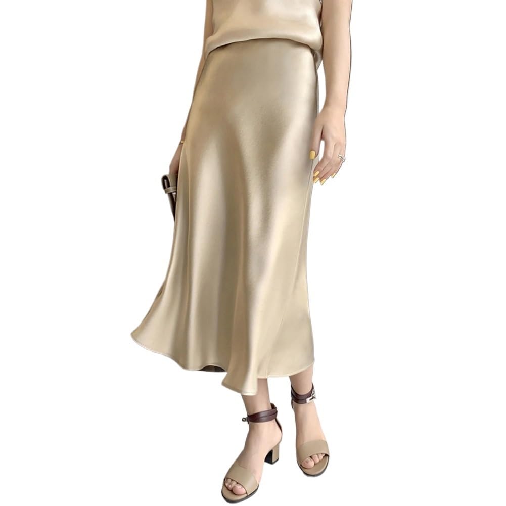 Silk Satin Skirts for Women High Waisted Skirt A-Line
