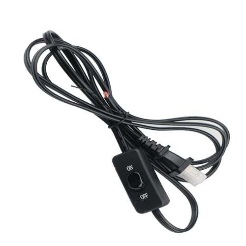 HBFBZM 6Feet Lamp Cord with Switch On Off 6Ft 18AWG 2 Prong Power Cord with 3A Switch Pure Copper Wiring Tail Stripped (Black1pcs)