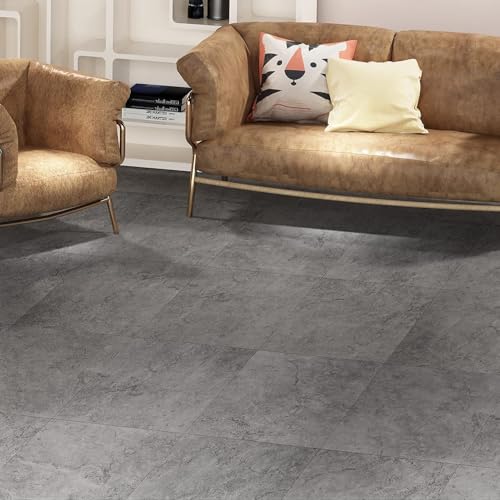 Dalles de sol autocollantes pour relooker une cuisine ou une chambre moderne en gris ardoise