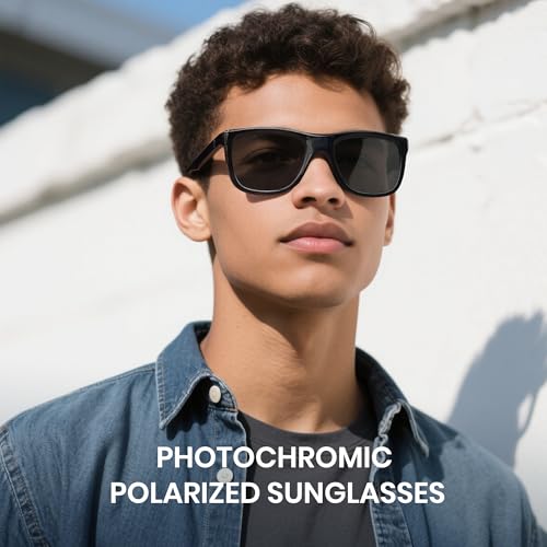 Cyxus 0.1 Seconds Smart Photochromic Sunglasses Men Women Polarized Sunglasses UV Protection with Blue Light Blocking P13002