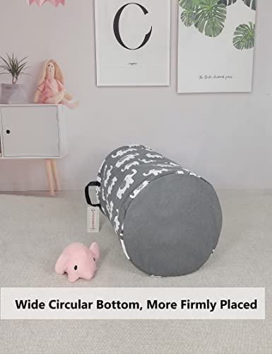 QUEENLALA Large Storage Basket,Laundry Hamper/Bathroom/Home Decor/Collapsible Round Storage Bin,Boys and Girls Hamper/Boxes/Clothing (Round-Elephant)