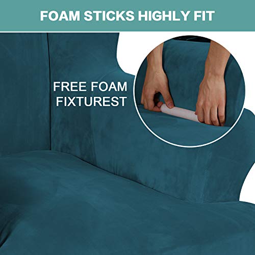 Turquoize Wing Chair Slipcover Velvet Armchair Chair Slipcovers Ultra Soft Plush Sofa Covers 1-Piece Spandex Fabric Wing Back Wingback Armchair Chair Slipcovers Deepteal #TOP3