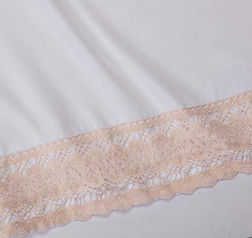 Modern Threads Soft Microfiber Crochet Lace Sheets - Luxurious Microfiber Bed Sheets - Includes Flat Sheet, Fitted Sheet With Deep Pockets, & Pillowcases White/Blush Queen #TOP3
