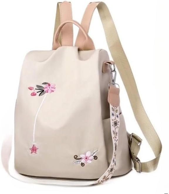 Mochila Feminina Antifurto Impermeável de Nylon 2 em 1 Transversa...
