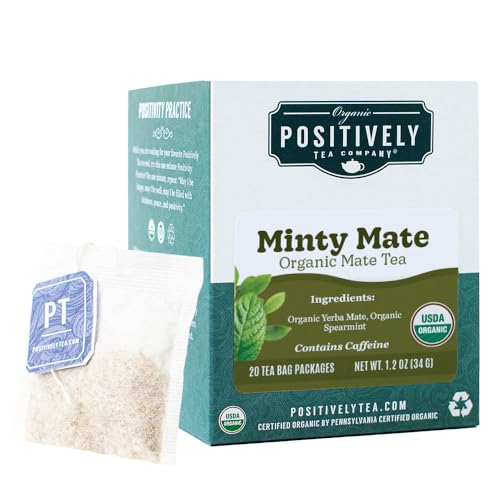 Image of Organic Positively Tea Company, Minty Mate, Yerba Mate Tea Bags, 20 Count