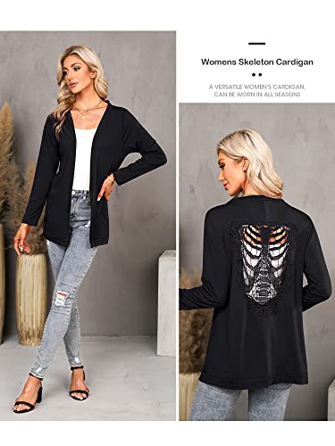 Image of WLLW Women Halloween Cardigan Tops Long Sleeve Back Cutout Shirts Gothic Clothes(Black,Large)