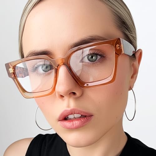 Image of livho Oversized Eyewear Frame for Woman and Men - Rectangle Fashion Glasses for Computer, Chic Preppy Frame