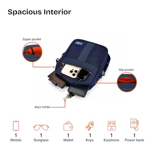 Image of Nasher Miles Premium Sling Bag | Crossbody Bag | PU & Polyester One Shoulder Bag| Multipurpose Travel Bag | Ideal for Daily Use, Office, Travel, Hiking