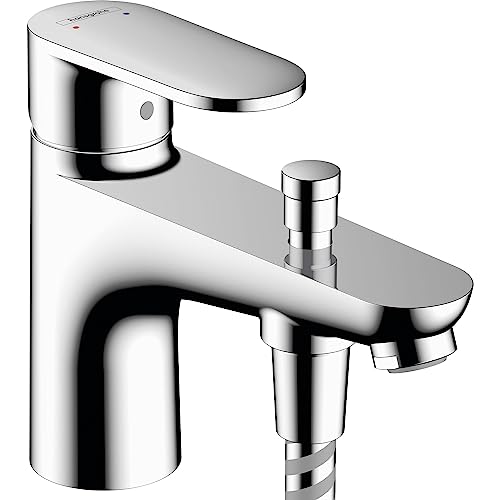 Hansgrohe Mélangeur de salle de bain monotrou avec inverseur chromé incurvé moderne en céramique