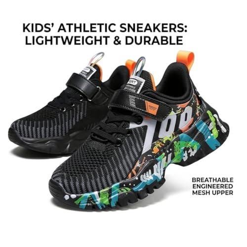 ASEKIHA Kids Shoes for Boys Girls Sneakers Sports Knitted Mesh Running Athletic Walking Gym Sports Lightweight Breathable Toddler Little Kid Big Kid Black by ASEKIHA - Used condition - Image 2