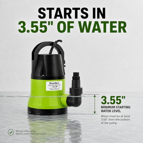 Image of Sump Pump, Submersible Water Pump for Water Removal, 1 /2HP