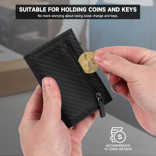 Image of Wallet For Men Trifold,Pop Up Wallet By Metal&Leather,RFID Blocking | Minimalist Smart Wallet Holds 10 Cards,10 Bills,ID Window,Ridge wallets for men,Trifold Wallets for fathers day gift ideas