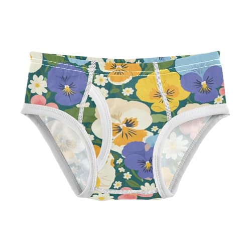 KLL The Garden Tricolor Pansy Flower Baby Boys Comfort Underwear Cute Children Panties