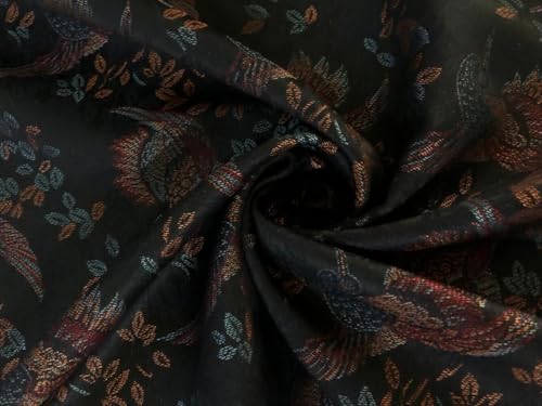 Tissu combinaison en laine Jacquard Birds bleu marine 147,3 cm au mètre
