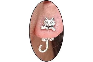 Christmas Cat Earrings for Women, Vintage Silver Frog Stud Earrings