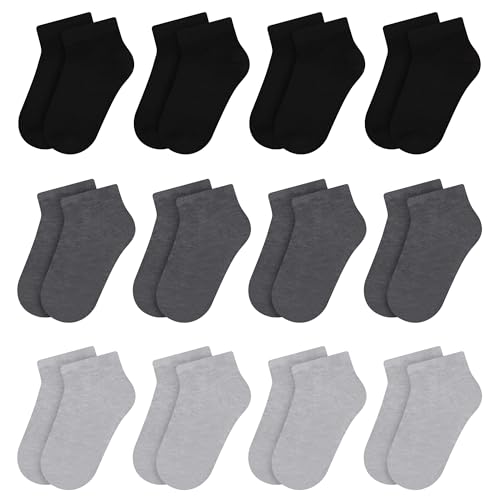 Libella 12 szt. dziecięce skarpety do sneakersów, dla chłopców, kolorowe 2116VA, 12-2864-czarny/szary, 35-38