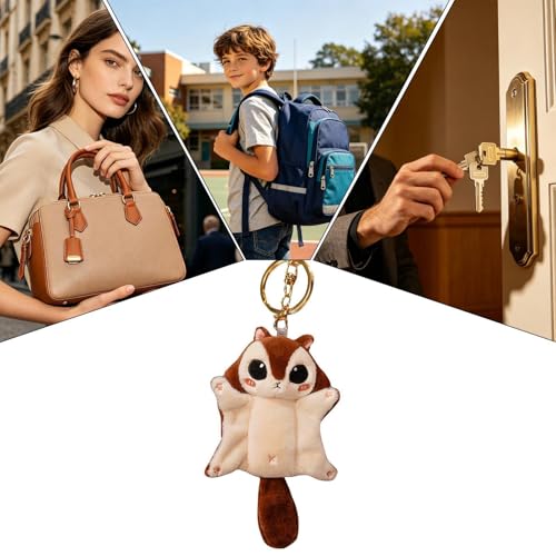 Porte-clés écureuil de 10 cm en velours doux pour décoration de sac