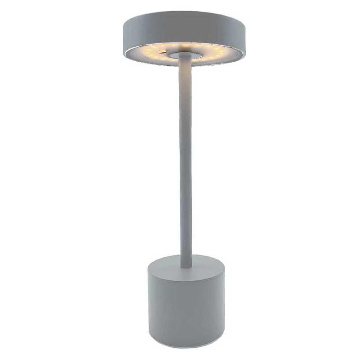 Lumisky Lampe de table sans fil touch en aluminium gris clair LED ROBY GREY H30cm