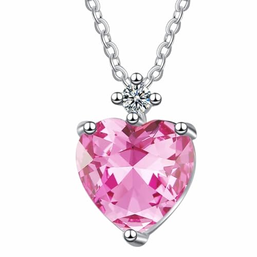 Collier pendentif cœur cristal rose et pierre ronde ajustable 1435 pour femme
