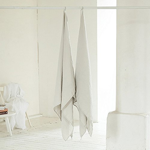 Linenme 0454701 Towel Washed Waffle Silver 39 X 63, Made In Europe, Bath Sheet, European Linen, Machine Washable, Super Absorbent #TOP3