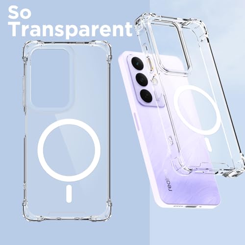 Image of Amazon Basics Back Cover for Realme Narzo 90X 5G / Realme C85 5G / Realme 15X 5G Mag-Safe Shockproof PC + TPU Protective Case Magnetic Support Bumper Case (Transparent Mag-Safe)
