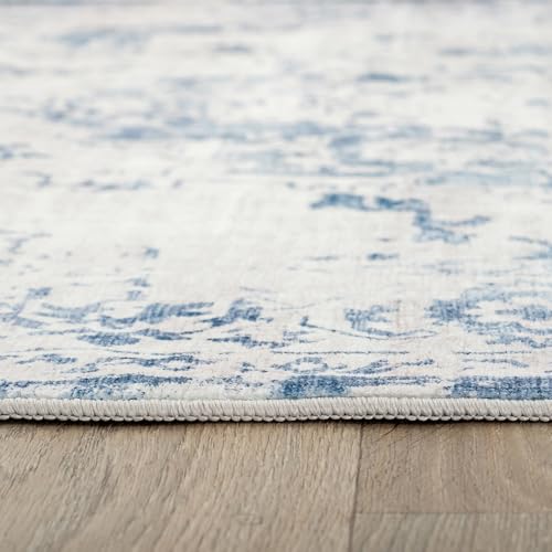 Image of Rugshop Traditional Vintage Distressed Washable Non Slip Area Rug 5' x 7' Blue