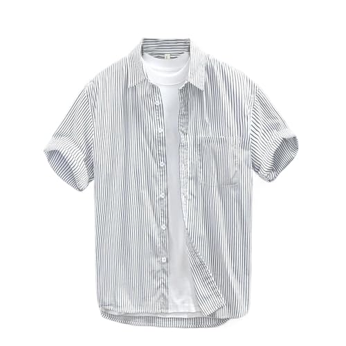 Chemise rayée Harajuku homme fluide et respirante pour les vacances d'été