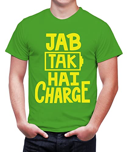 Image of Caseria Men's Cotton Printed T-Shirt -Jab Tak Hai Charge | 100% Cotton | Half Sleeves | Regular Fit | Printed | Round Neck | Graphic T Shirt