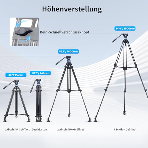 Sirui Profi Videostativ AM-25S mit Fluidkopf, 190 cm