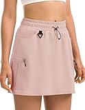 Women's Hiking Cargo Skort Golf Skirt with 5 Pockets Tennis Dressy Casual 16" Skorts for Summer Travel Outdoor 2025 Pink L