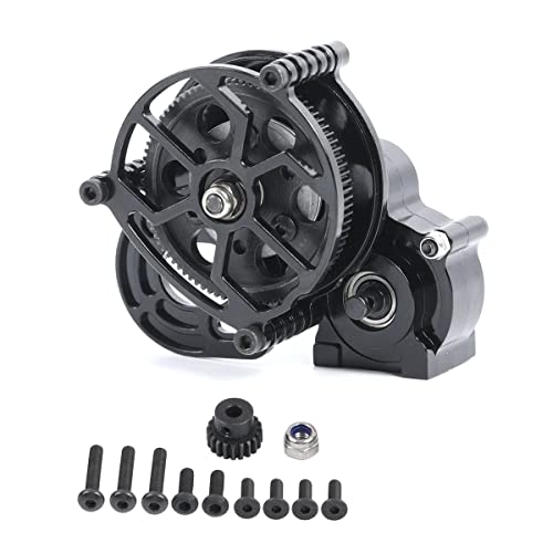 Zxyrc 1/10 Full Metal Assembled Transmission Gearbox With Steel Gear Set For For Scx10 1:10 Rc Crawler Car (Black) #TOP12