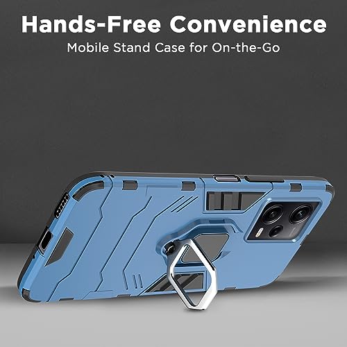 Image of Pikkme Poco X5 5G / Mi Redmi Note 12 5G Back Cover | D5 Tough Armor Bumper | 360 Protection Case | Ring Holder Stand Case for Poco X5 5G / Mi Redmi Note 12 5G (Blue)