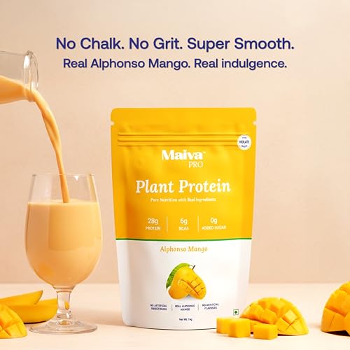 Image of Maiva Pro | Plant Protein Isolate - Alphonso Mango - 250gm | 28g Protein, 6g BCAA | All Essential Amino Acids | Gut Friendly, Easy to Digest | Vegan, Dairy Free, No Preservatives
