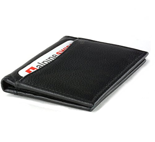 Alpine Swiss Thin Front Pocket Wallet Business Card Case 2 ID Window 6 Card Slot Black2