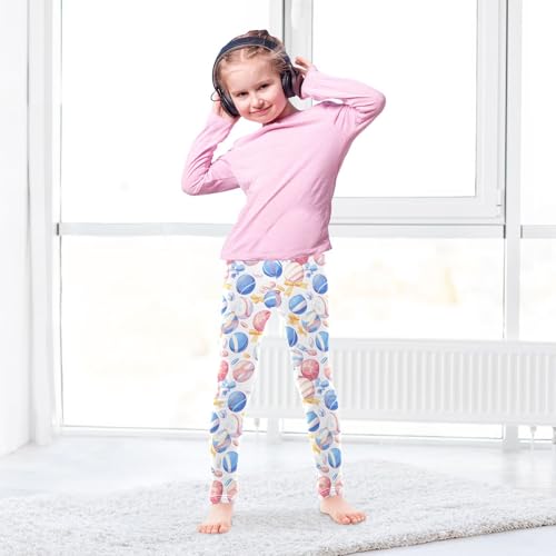 KLL Baseball Blue Stripe Little Girls Cotton Leggings Comfortable Full Length Sweatpants Gym4