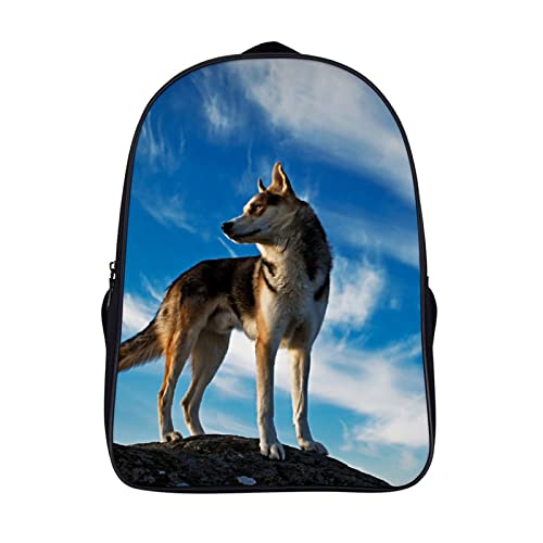 Sac à dos collège imprimé chien 3D unisexe 40x28x16cm pour ados