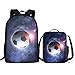 HUGS IDEA 2 paquetes de mochila escolar con bolsa térmica de almuerzo, mochila de hombro personalizada de 17 pulgadas, Balón de fútbol, 17 inch (2PCS Set), Organizador de bolsas
