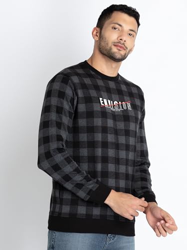 Image of Mens Checkered Round Neck Sweatshirt