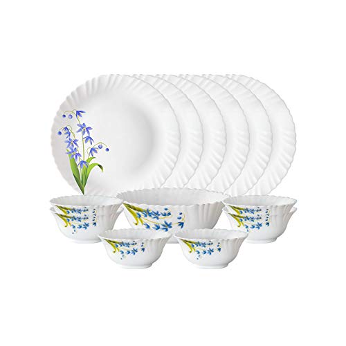 Image of Larah by Borosil Lavender Opalware Dinner Set, 13 Pieces, White
