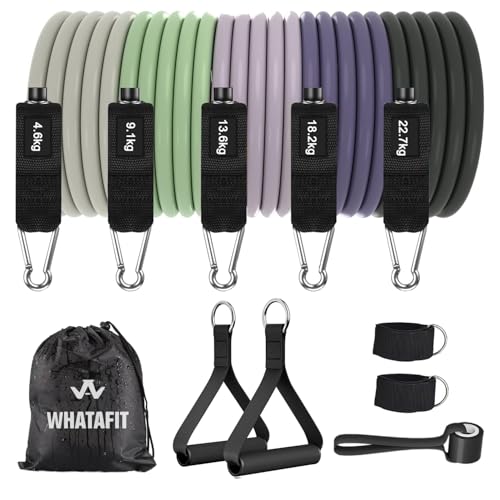 Image of WHATAFIT Resistance Bands, Exercise Bands,Resistance Bands for Working Out, Work Out Bands with Handles for Men and Women Fitness, Strength Training Home Gym Equipment