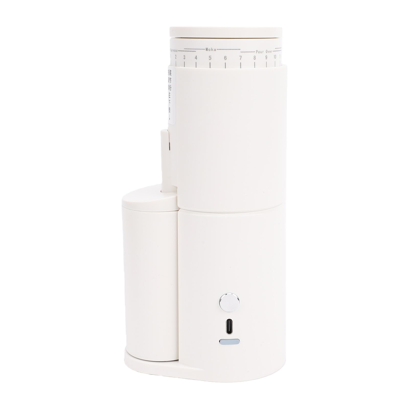 Zunate Macinacaffè Elettrico Macinacaffè Portatile Non Statico Ricaricabile USB, Compatto con Macina Conica da 38mm per Viaggi in Casa, Campeggio, Acciaio Inossidabile Regolabile (WHITE)
