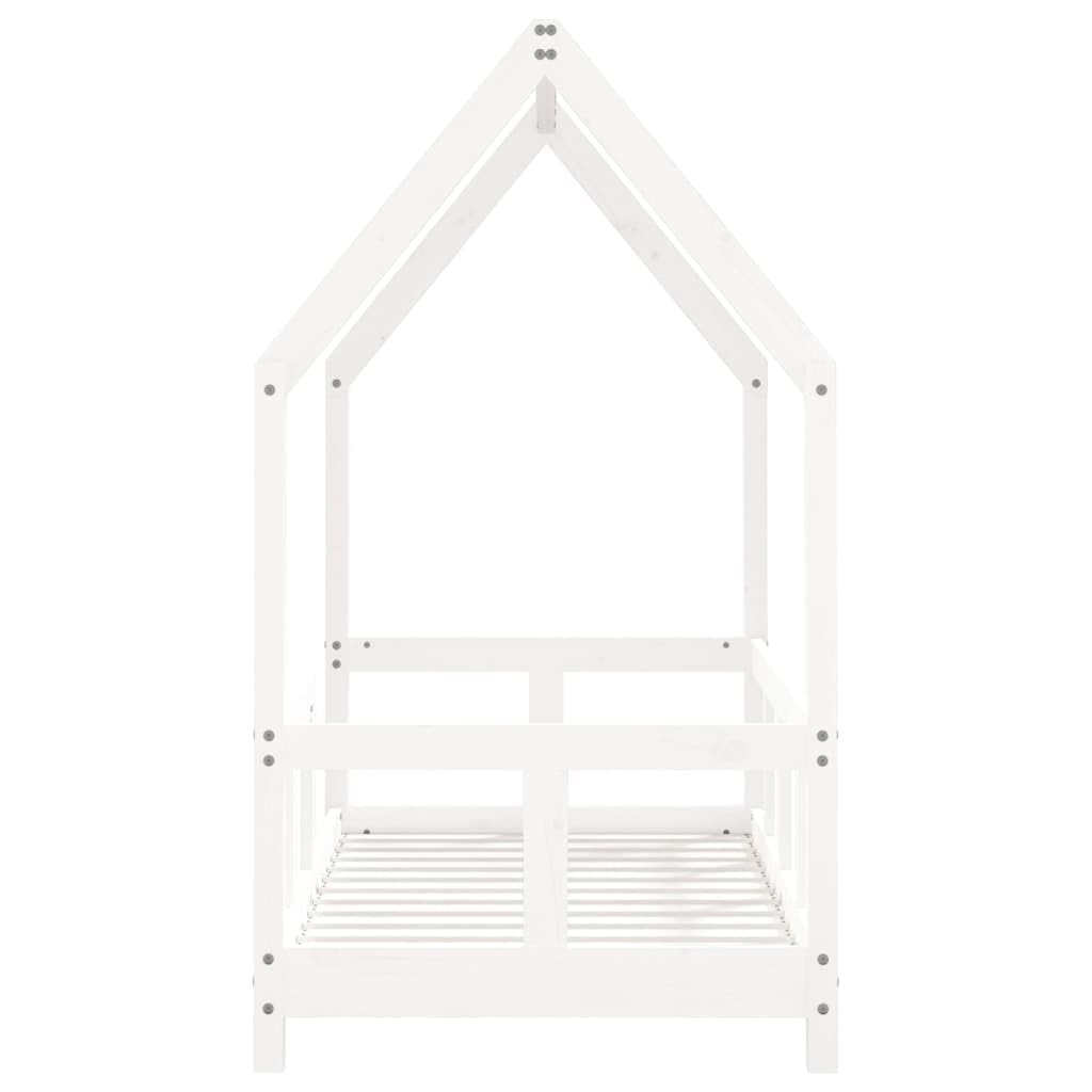 Cama infantil de madera maciza de pino, 70 x 140 cm, con somier, peldaños, protección contra caídas para niños pequeños, convertible y regulable en altura, espacio para dormir para habitación