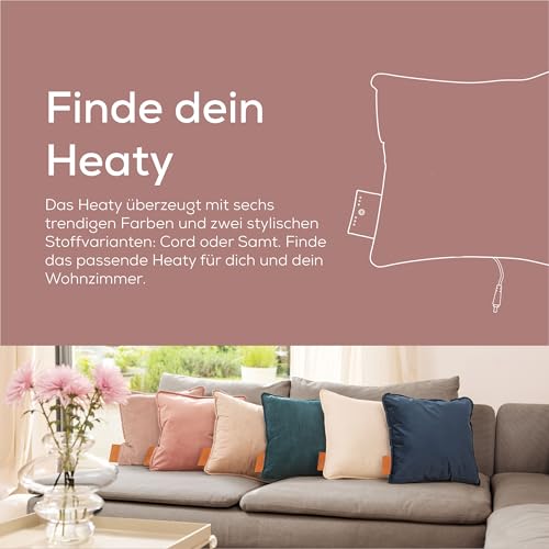 Beurer Heaty Heizkissen, kabelloses Heizkissen mit Akku, Wärmekissen mit Abschaltautomatik und 3 Temperaturstufen, mit Schnellheizung, weicher Samtstoff, blush-rose/rosa