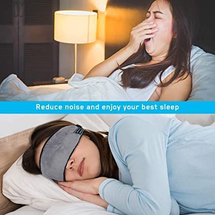 Tendula Cotton Sleep Headphones Bluetooth Eye Mask 5.0 Wireless Music Light Eye Shades Headband Sport Headsets With Built In Speakers Microphone Washable Soft Eye Blinder For Perfect Sleeping. (Grey) 1